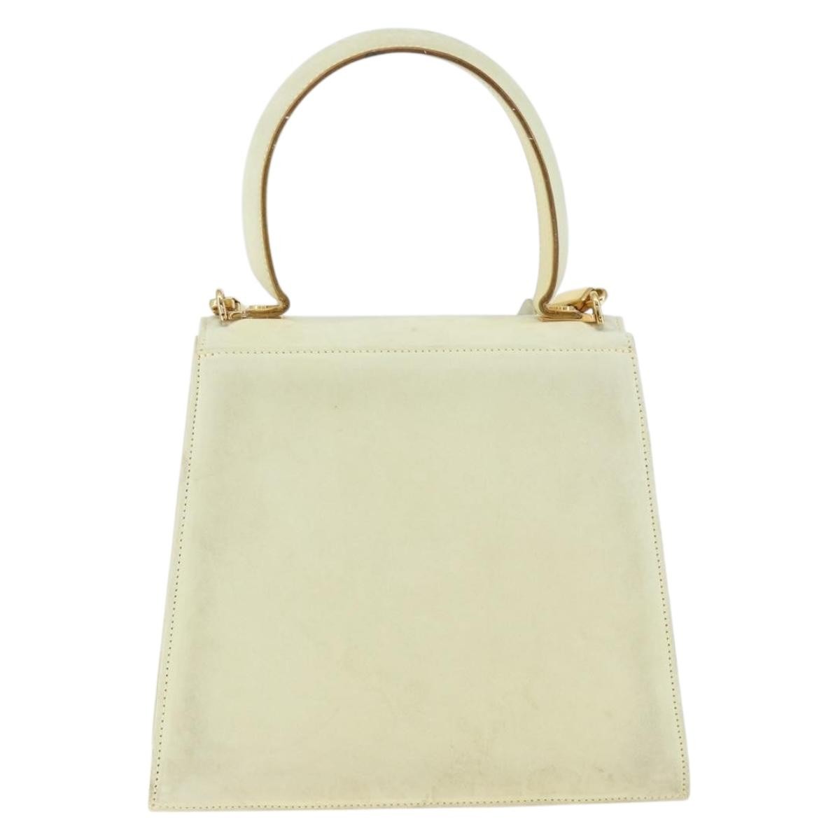 Salvatore Ferragamo Gancini Convertible Top Handle Bag Suede Beige Suede Handbag (Authentic  )