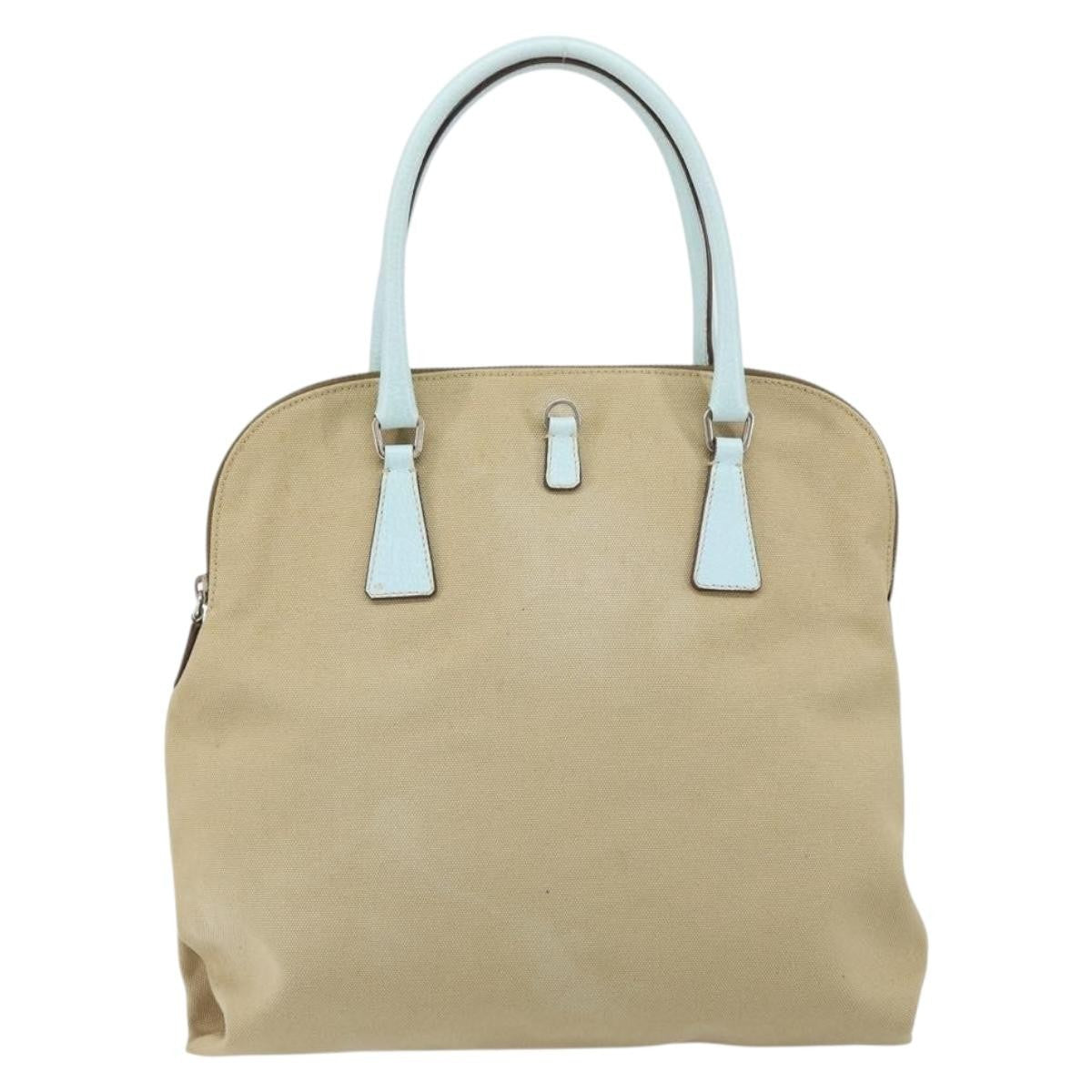 Prada Vintage Handbag Canvas Beige Canvas Handbag (Authentic  )