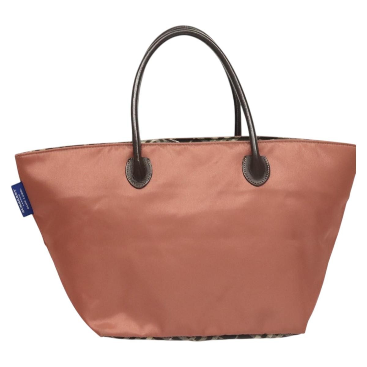 Burberry Nova Check Blue Label Nylon Pink Nylon Handbag (Authentic  )