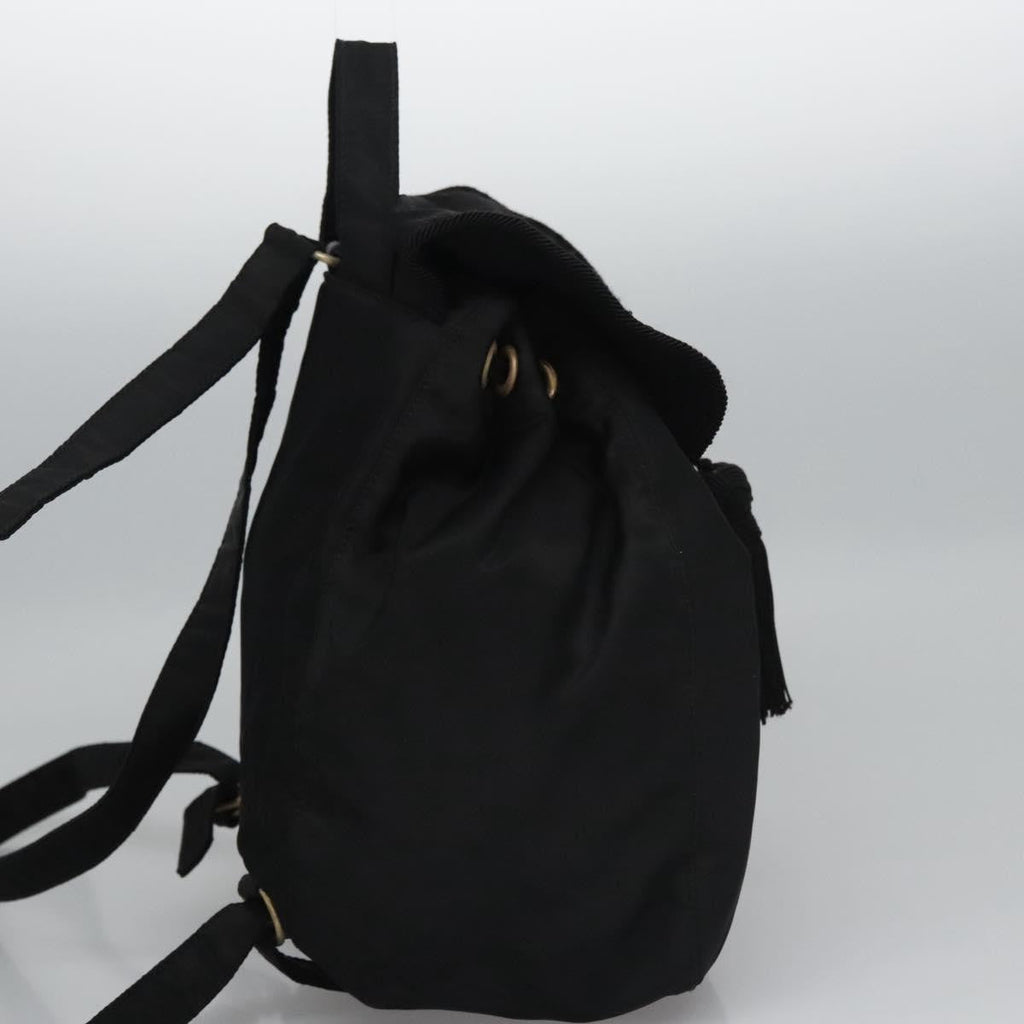 Prada Flap Drawstring Backpack Tessuto Black Nylon Backpack Bag (Authentic  )