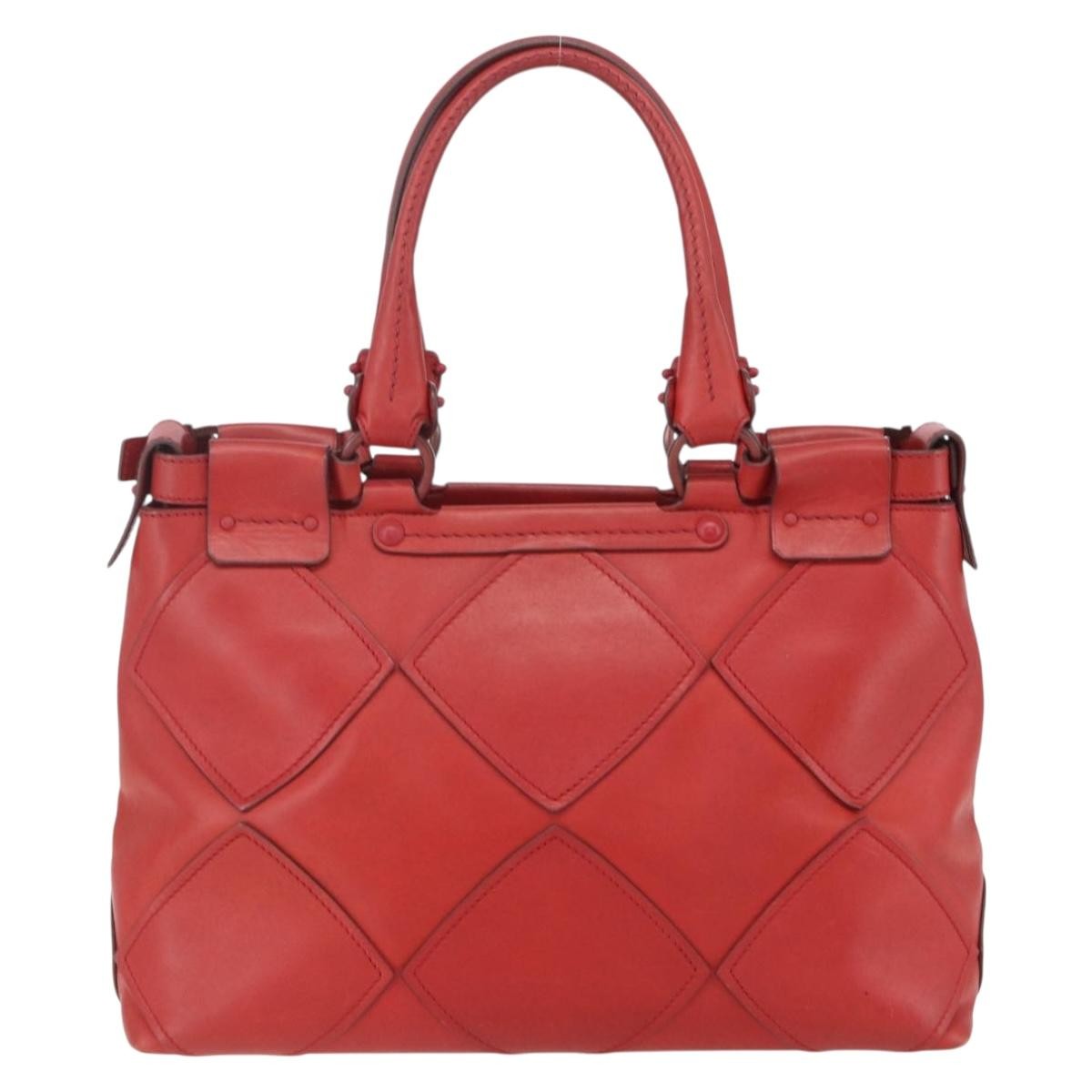 Salvatore Ferragamo Gancini Handbag Leather Red Leather Handbag (Authentic  )