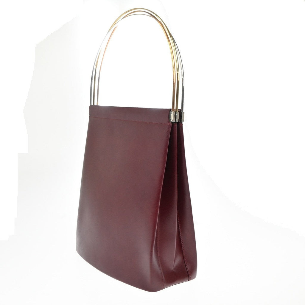 Cartier Trinity Hand Bag Leather Burgundy Leather Handbag (Authentic  )