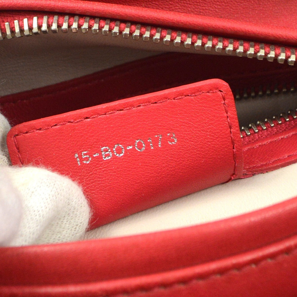 Christian Dior Bicolor Lady Dior Bag Cannage Quilt Lambskin Pink Leather Handbag (Authentic  )