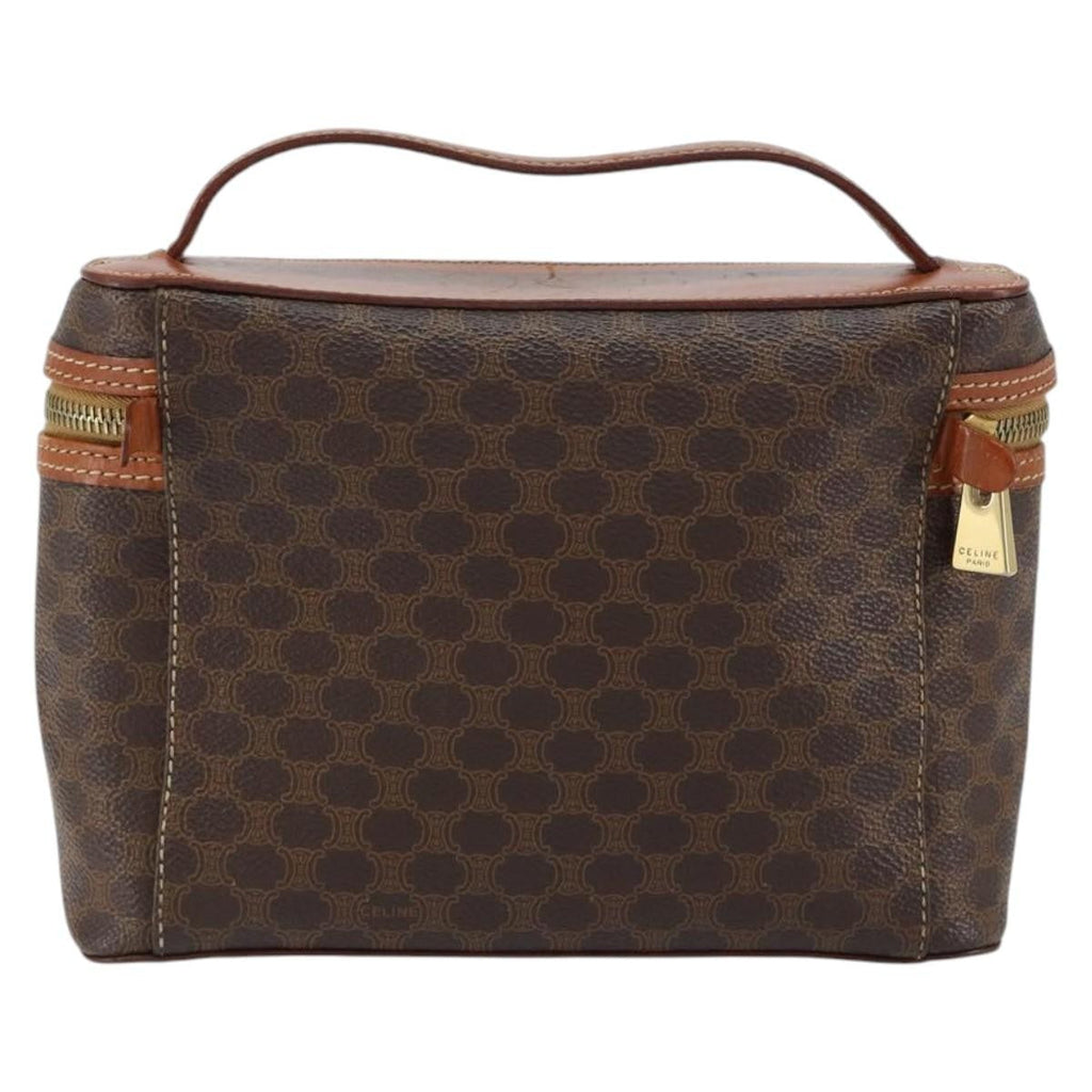 Celine Macadam Vanity Bag Canvas Brown Canvas Handbag (Authentic  )