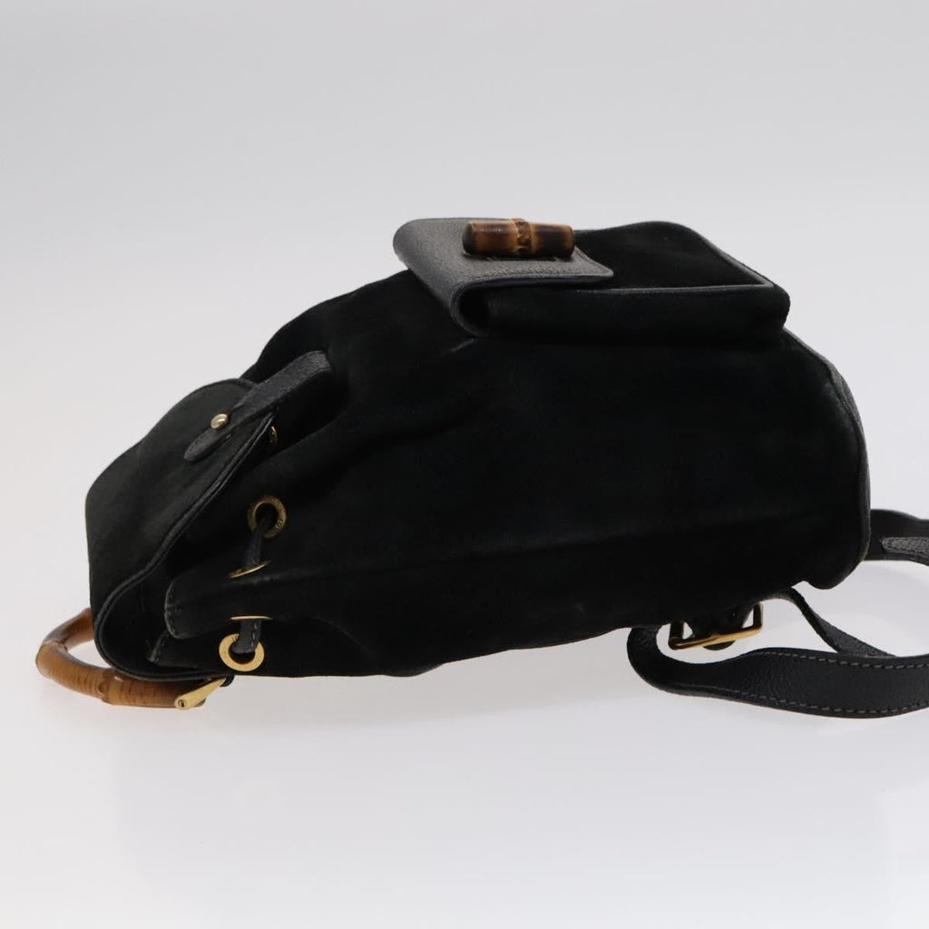Gucci Gucci Bamboo Backpack Daim Black Suede Backpack Bag (Authentic  )