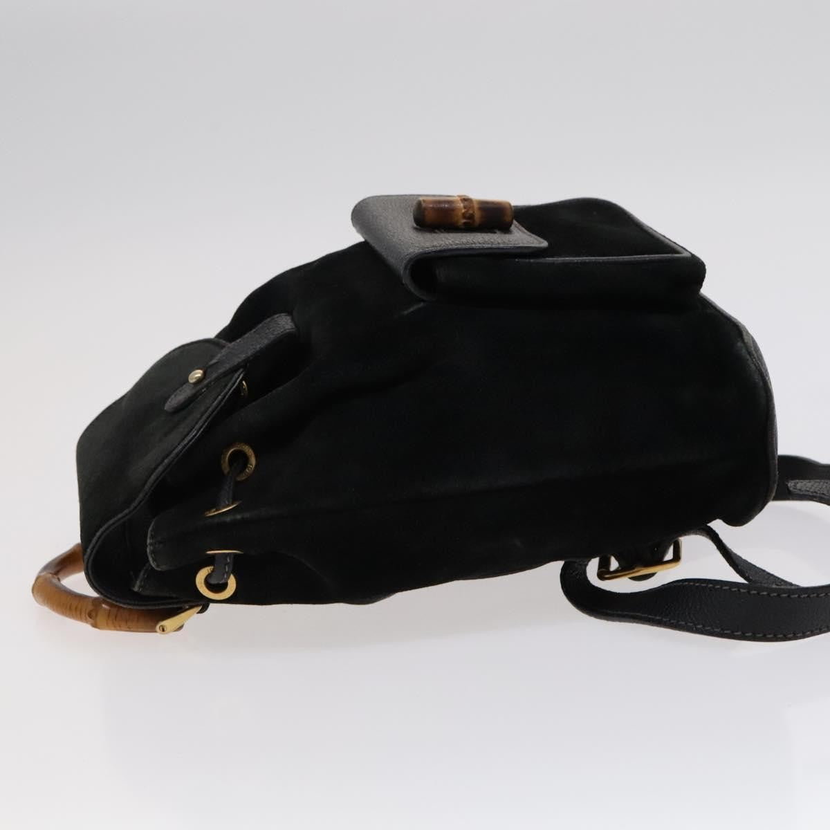 Gucci Gucci Bamboo Backpack Daim Black Suede Backpack Bag (Authentic  )