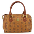 MCM Visetos Handbag Canvas And Leather Brown Canvas Handbag (Authentic  )