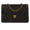 Chanel Flap Shoulder Bag Quilted Lambskin Black Leather Handbag (Authentic  )