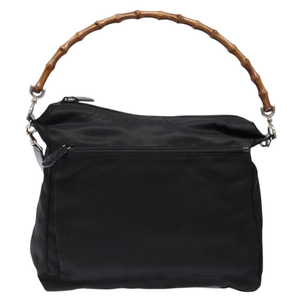 Gucci Vintage Bamboo Handle Bag Nylon Black Nylon Handbag ( )