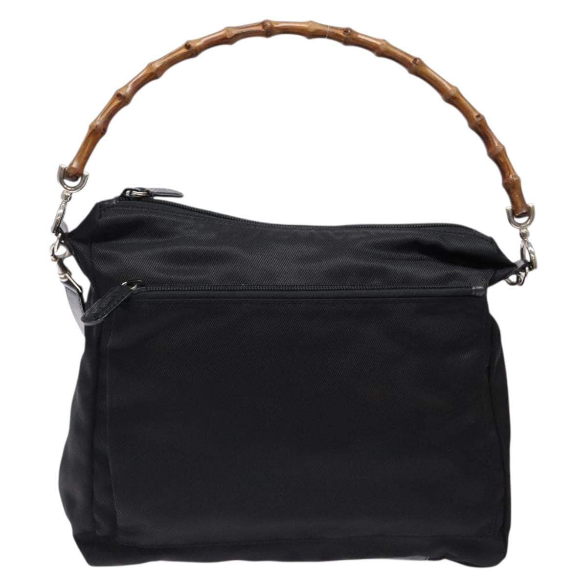 Gucci Vintage Bamboo Handle Bag Nylon Black Nylon Handbag ( )