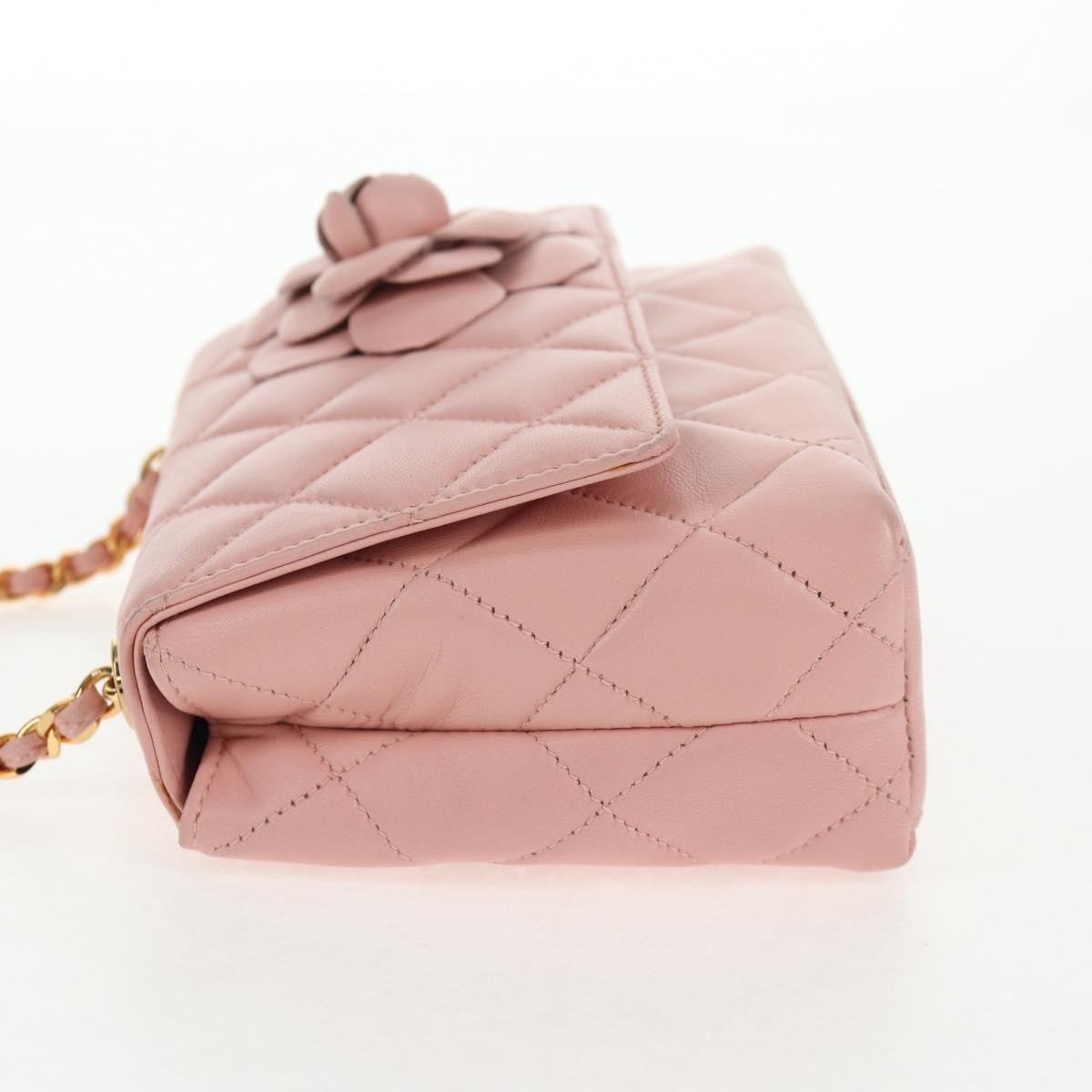 Chanel Vintage Camellia Flap Bag Quilted Lambskin Pink Leather Bag (Authentic  )