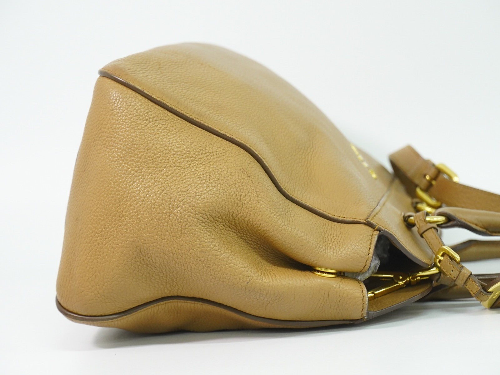 Prada Vintage Handbag Leather Beige Leather Handbag (Authentic  )