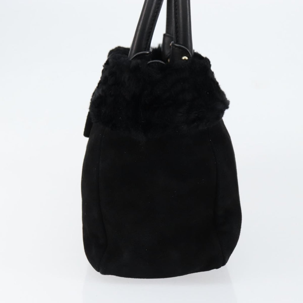 Salvatore Ferragamo Vala Handbag Suede Black Suede Handbag (Authentic  )