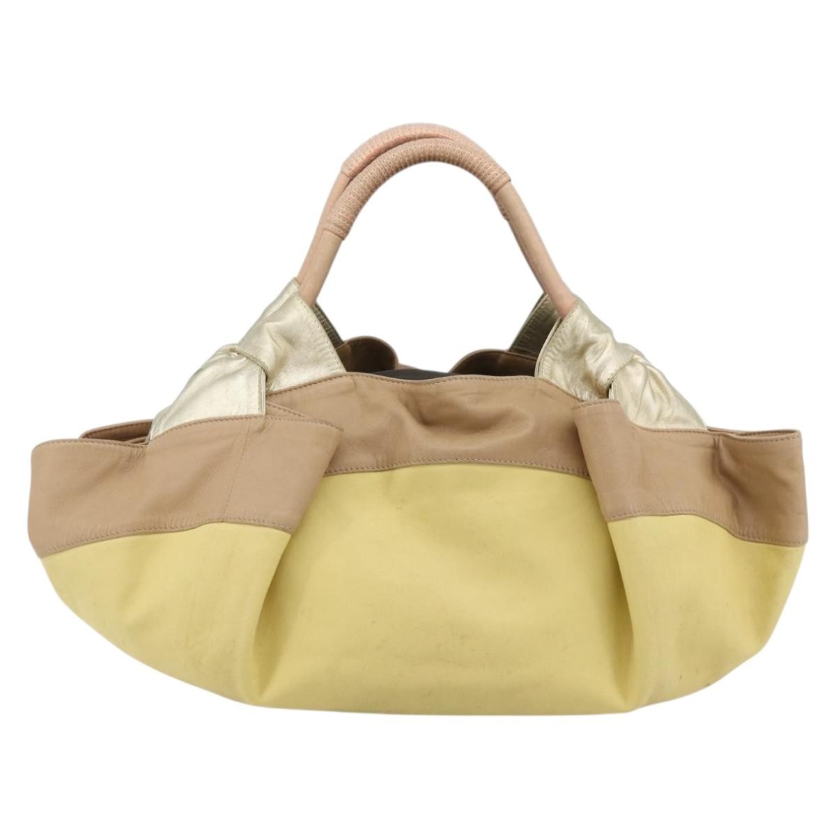Loewe Anagram Logo Nappa Aire Hand Bag Leather Yellow Leather Handbag ( )