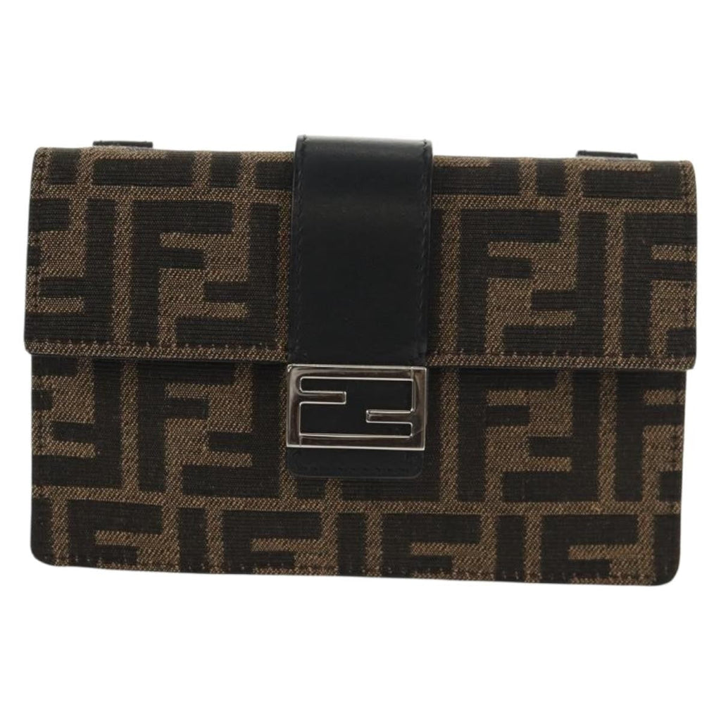 Fendi Baguette Convertible Belt Bag Zucca Canvas Black Canvas Bag (Authentic  )
