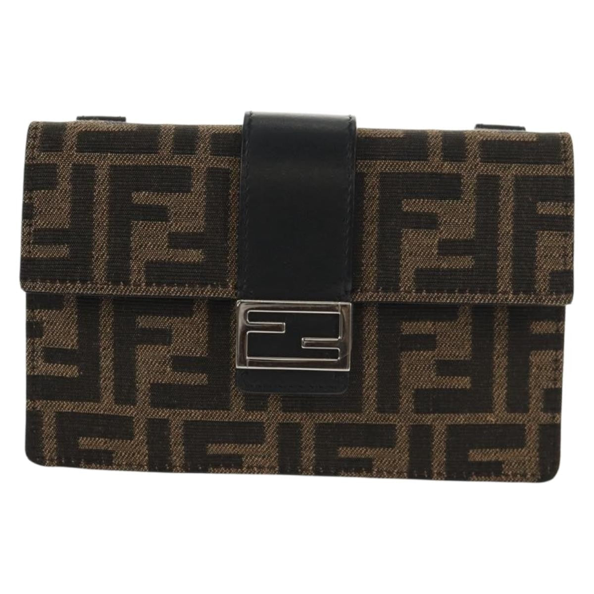 Fendi Baguette Convertible Belt Bag Zucca Canvas Black Canvas Bag (Authentic  )