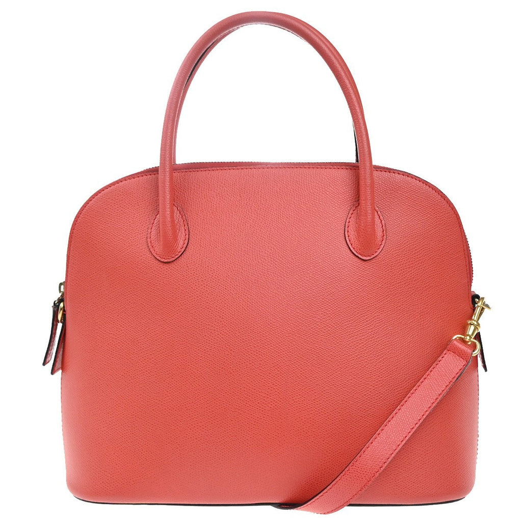 Celine Vintage Convertible Bowler Bag Leather Red Leather Handbag (Authentic  )