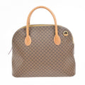 Celine Vintage Macadam Handbag Canvas And Leather Brown Canvas Handbag (Authentic  )