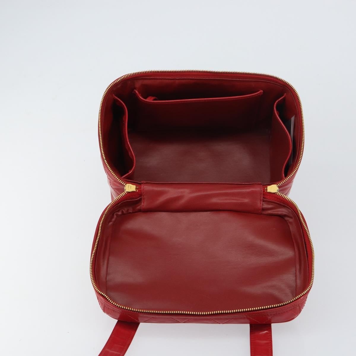 Chanel Vintage Vanity Case Patent Red Patent_Leather Handbag (Authentic  )