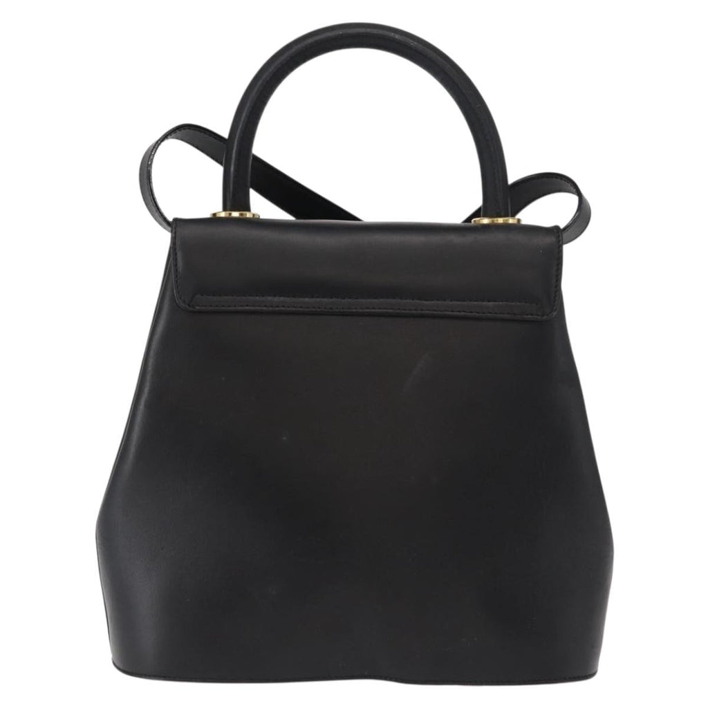 Salvatore Ferragamo Vintage Handbag Leather Black Leather Handbag (Authentic  )