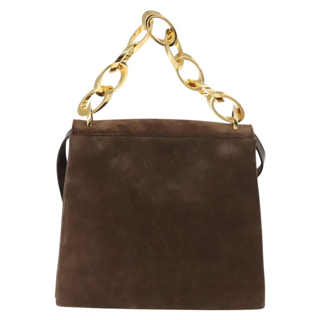 Salvatore Ferragamo Vintage Handbag Suede Brown Suede Handbag (Authentic  )
