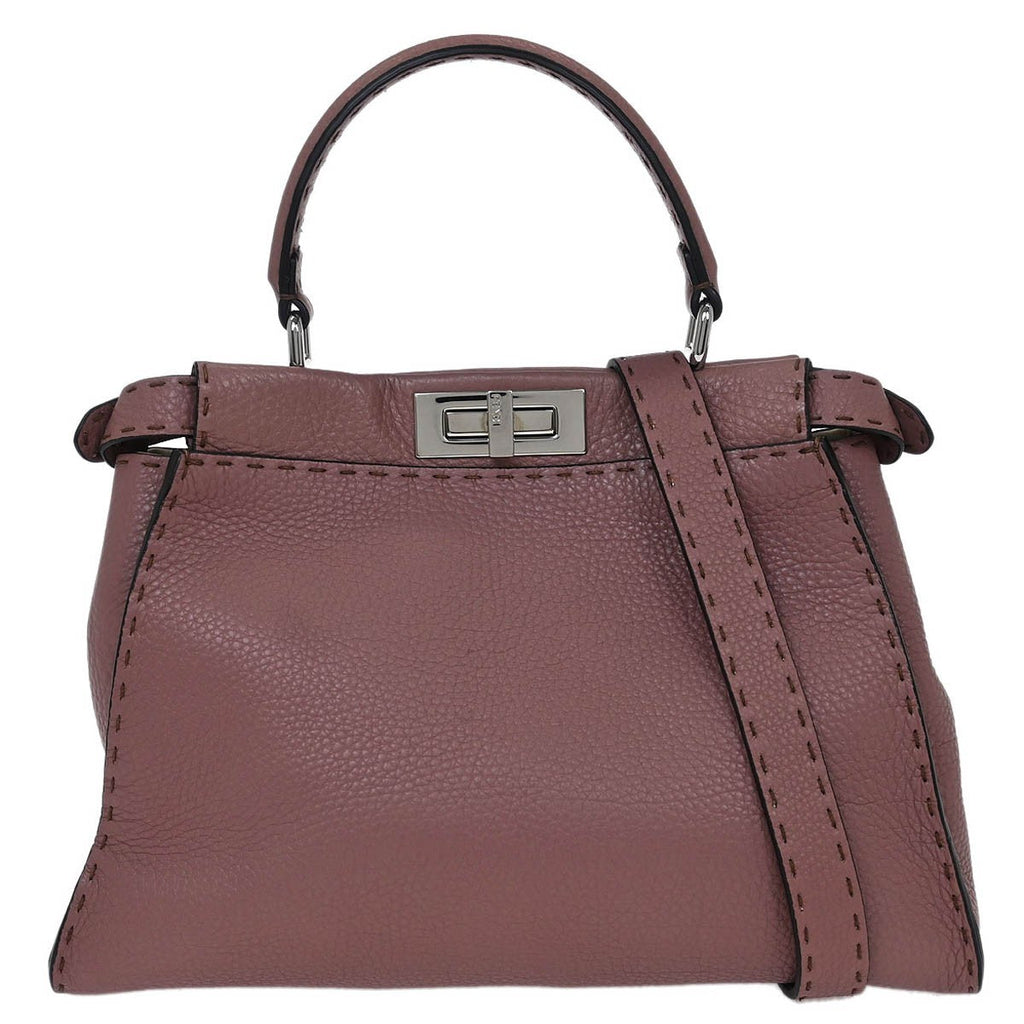 Fendi Selleria Peekaboo Bag Leather Purple Leather Handbag (Authentic  )