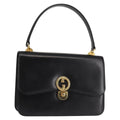 Gucci 1973 Flap Top Handle Bag Leather Black Leather Handbag (Authentic  )