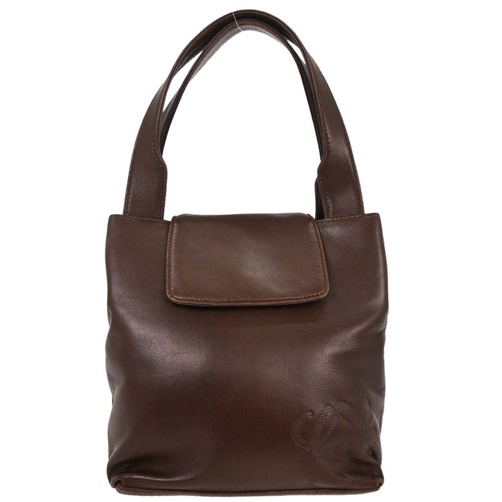 Loewe Anagram Handbag Leather Brown Leather Handbag (Authentic  )