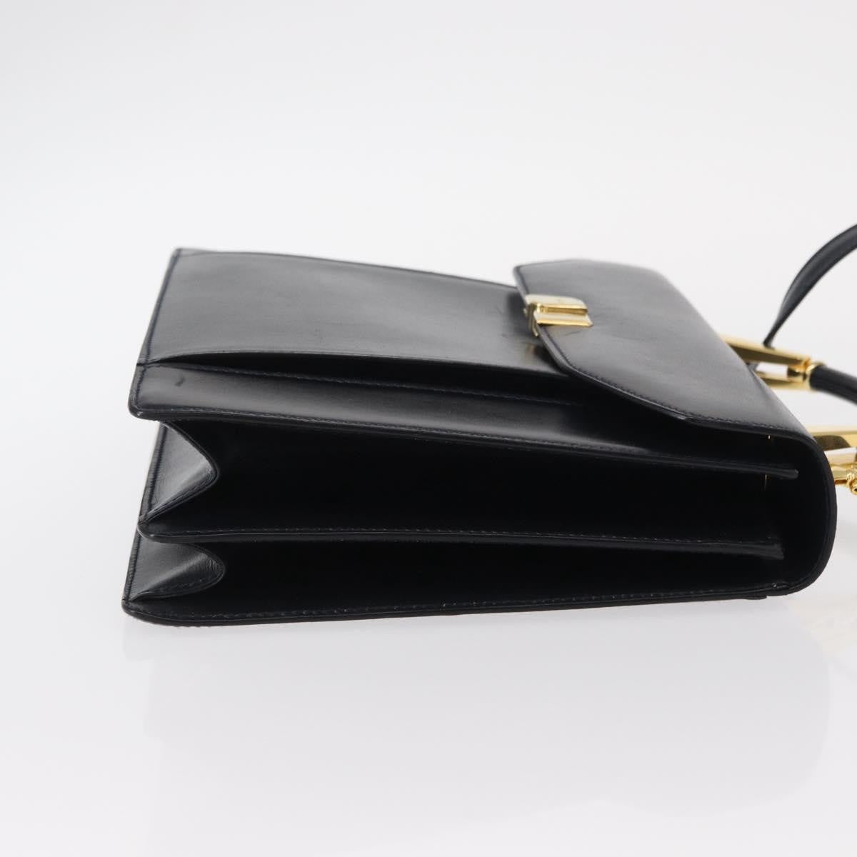Bally Vintage Handbag Leather Navy Leather Handbag (Authentic  )