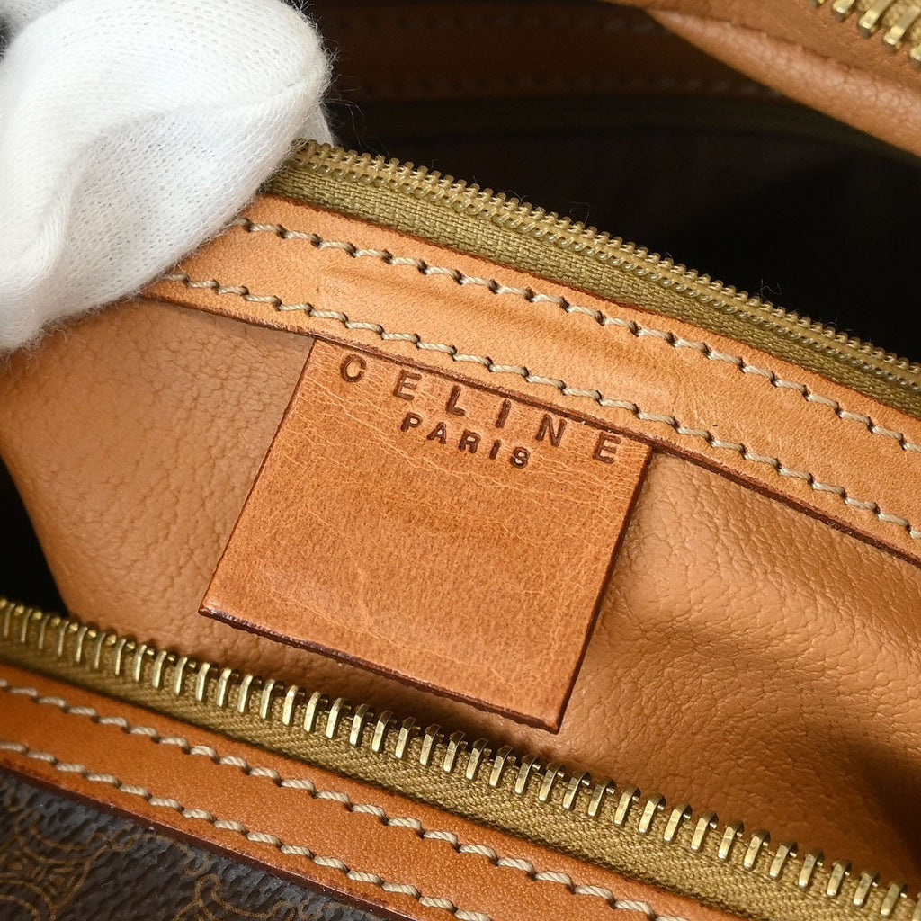 Celine C Macadam Handbag Canvas Brown Canvas Handbag (Authentic  )