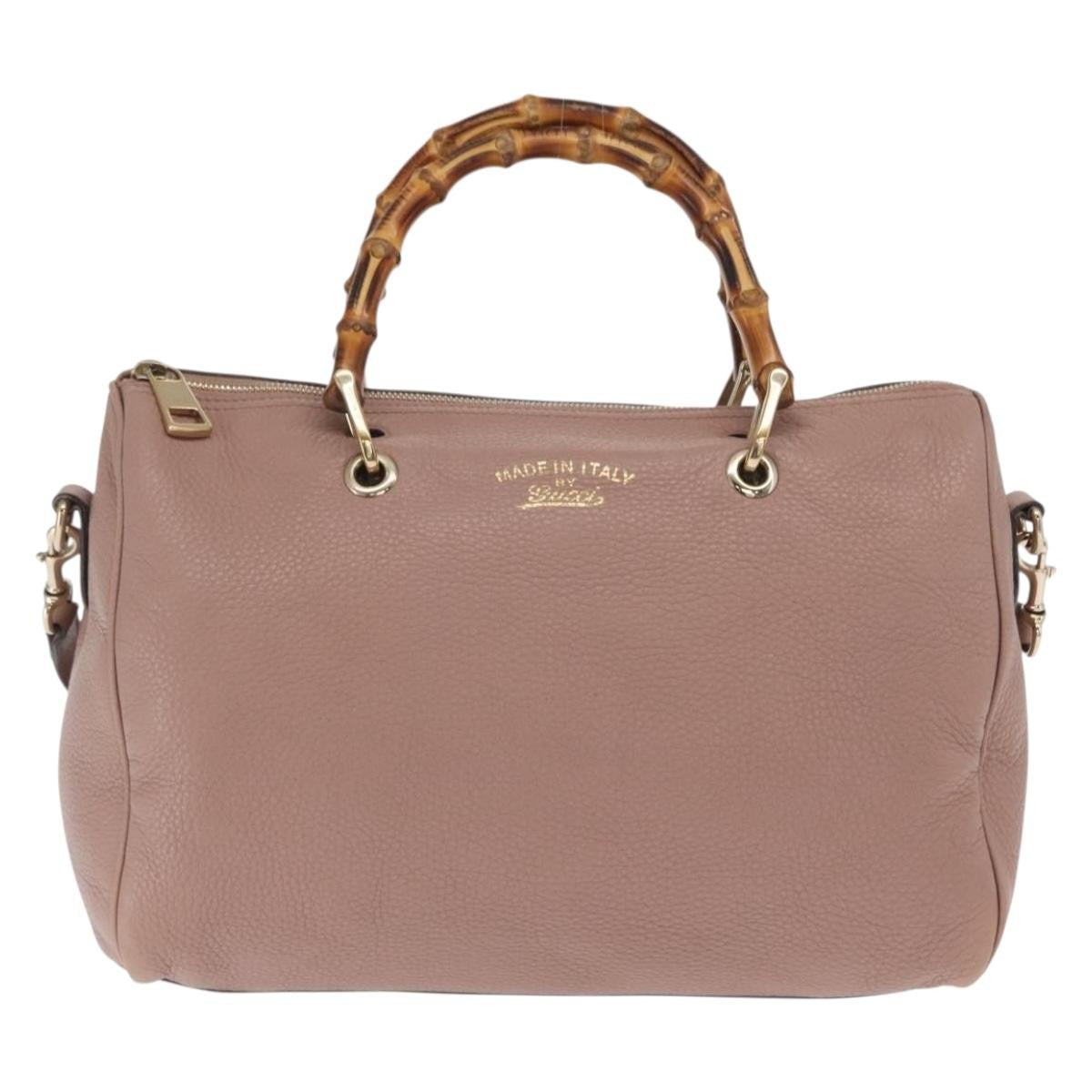 Gucci Bamboo Shopper Tote Leather Pink Leather Handbag (Authentic  )