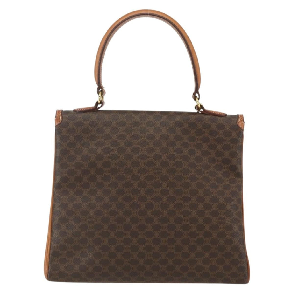 Celine Vintage Macadam Handbag Canvas And Leather Brown Canvas Handbag (Authentic  )