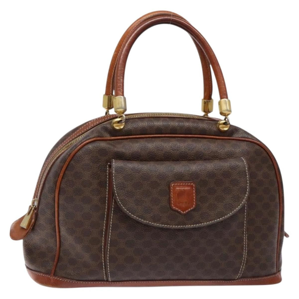 Celine Macadam Handbag Macadam With Leather Brown Canvas Handbag (Authentic  )