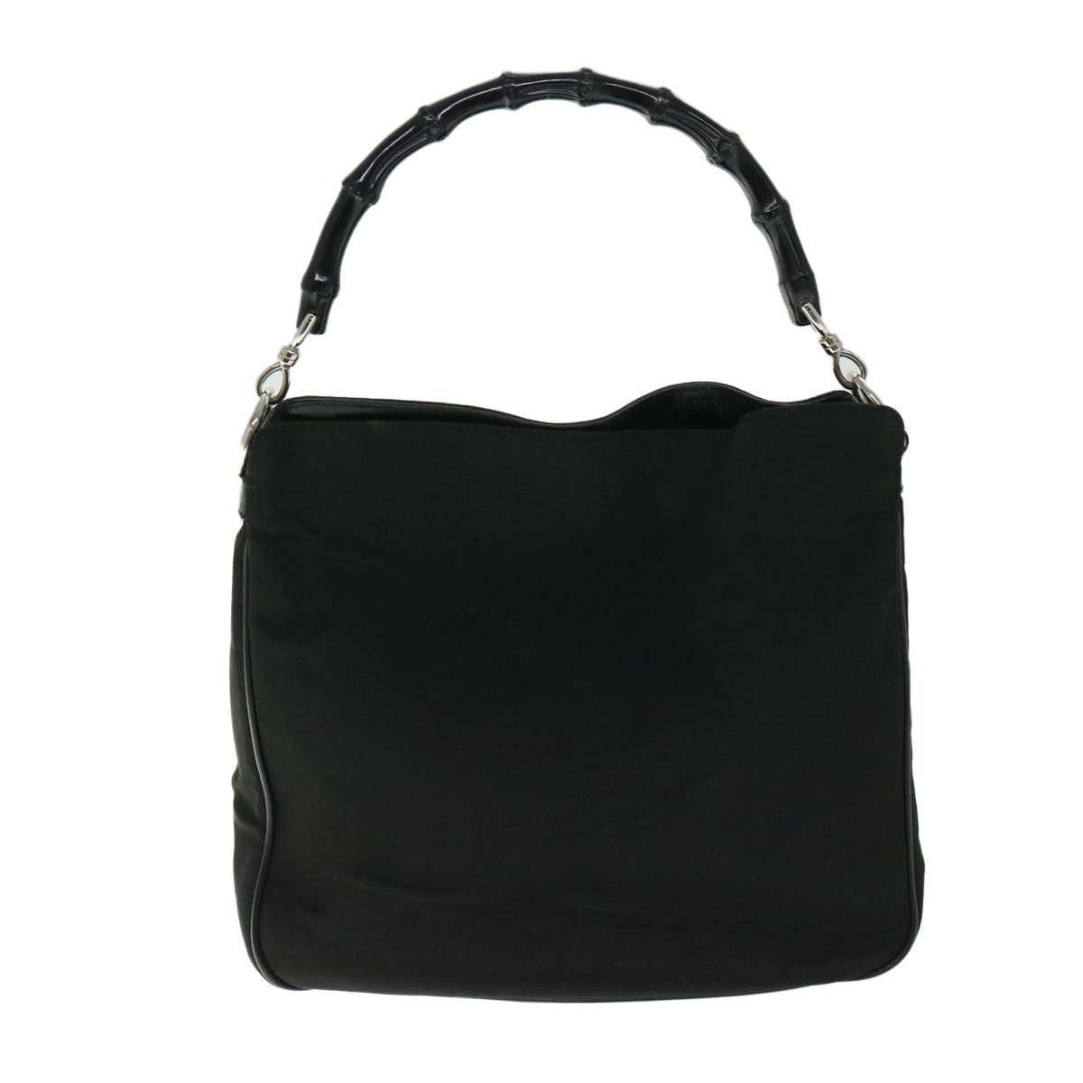 Gucci Vintage Bamboo Handle Bag Nylon Black Nylon Handbag ( )