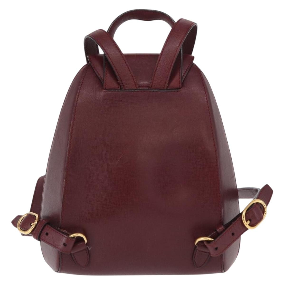 Cartier Happy Birthday Backpack Leather Burgundy Leather Backpack Bag (Authentic  )