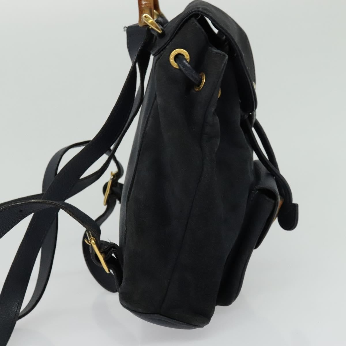 Gucci Gucci Bamboo Backpack Daim Navy Suede Backpack Bag (Authentic  )