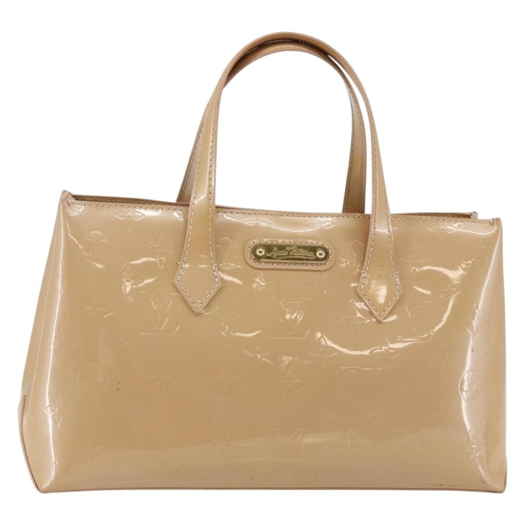 Louis Vuitton Wilshire Handbag Monogram Vernis Beige Patent_Leather Handbag (Authentic  )