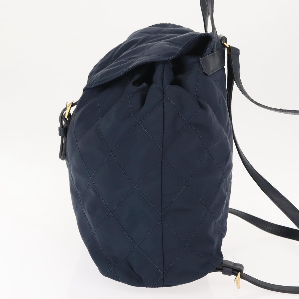 Prada Buckle Backpack Quilted Tessuto Navy Nylon Backpack Bag (Authentic  )
