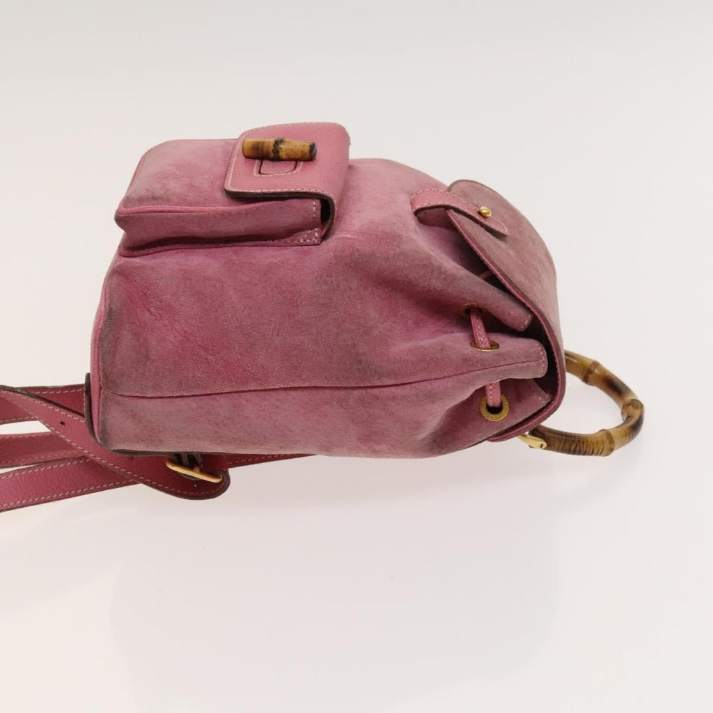 Gucci Gucci Bamboo Backpack Daim Pink Suede Backpack Bag (Authentic  )