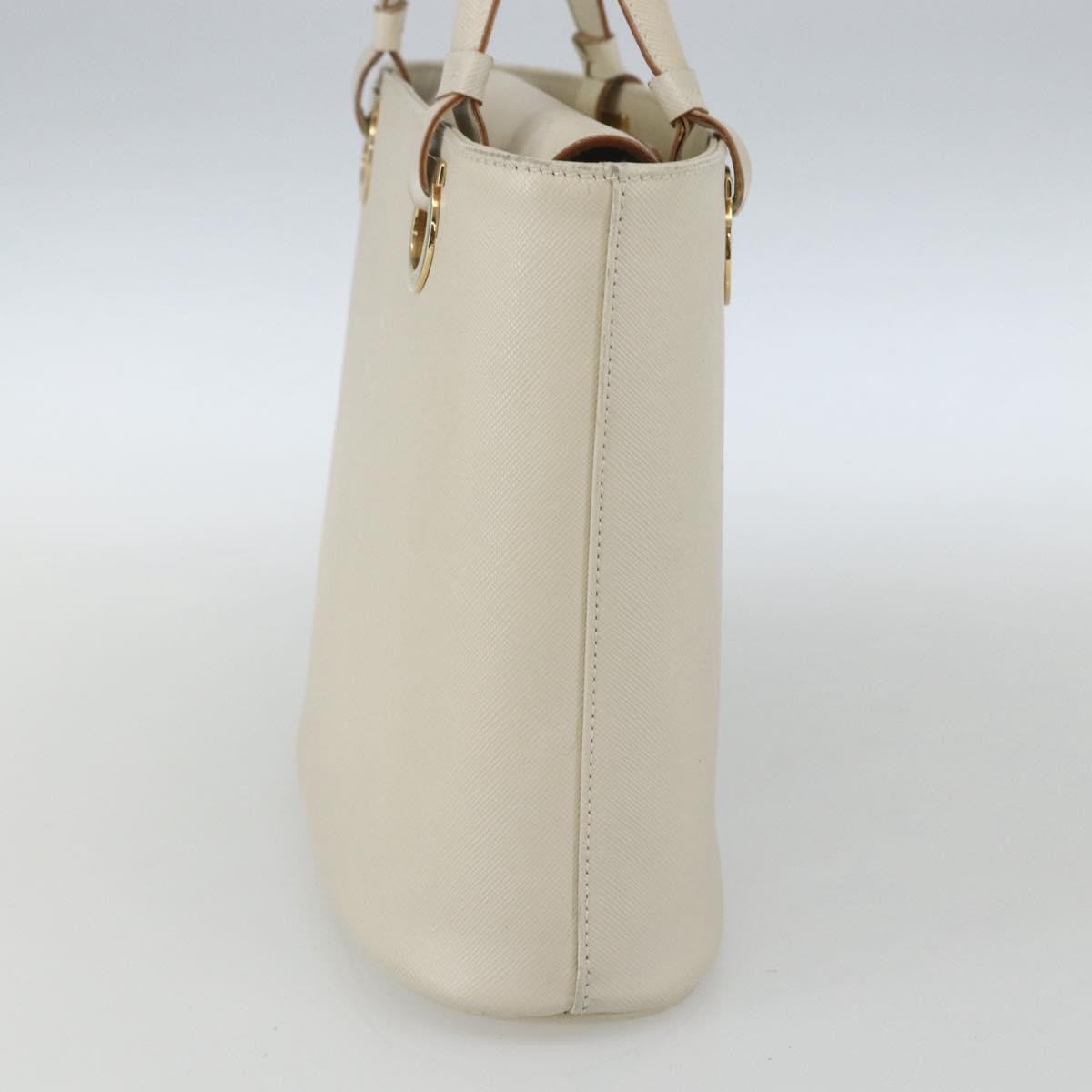 Salvatore Ferragamo Gancini Handbag Leather White Leather Handbag (Authentic  )