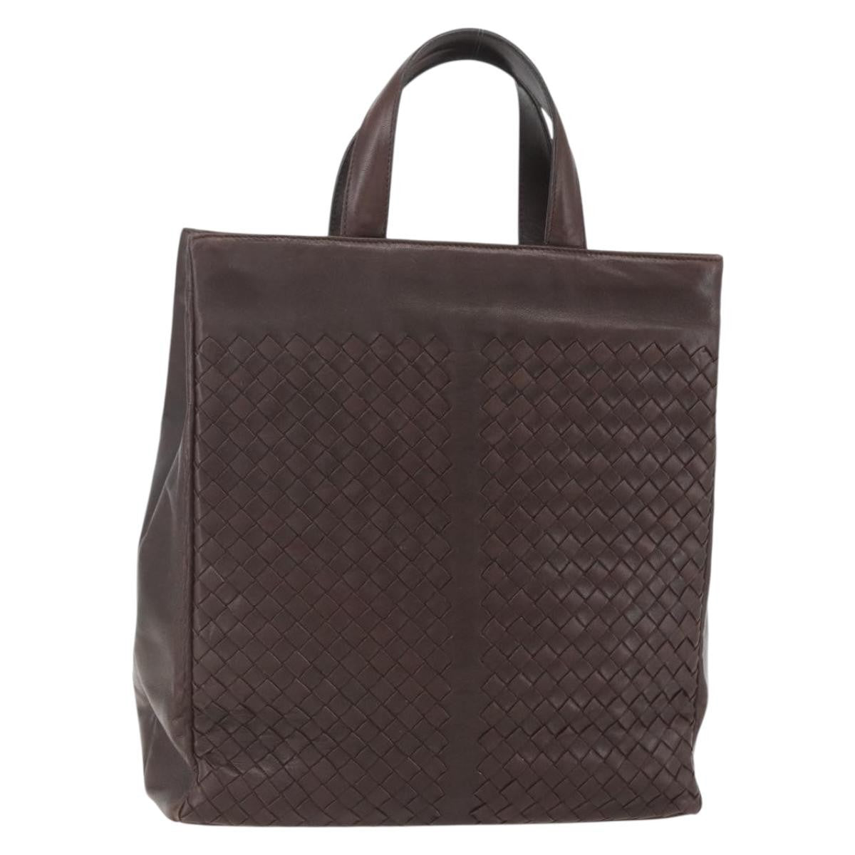 Bottega Veneta Intrecciato Handbag Leather Brown Leather Handbag (Authentic  )