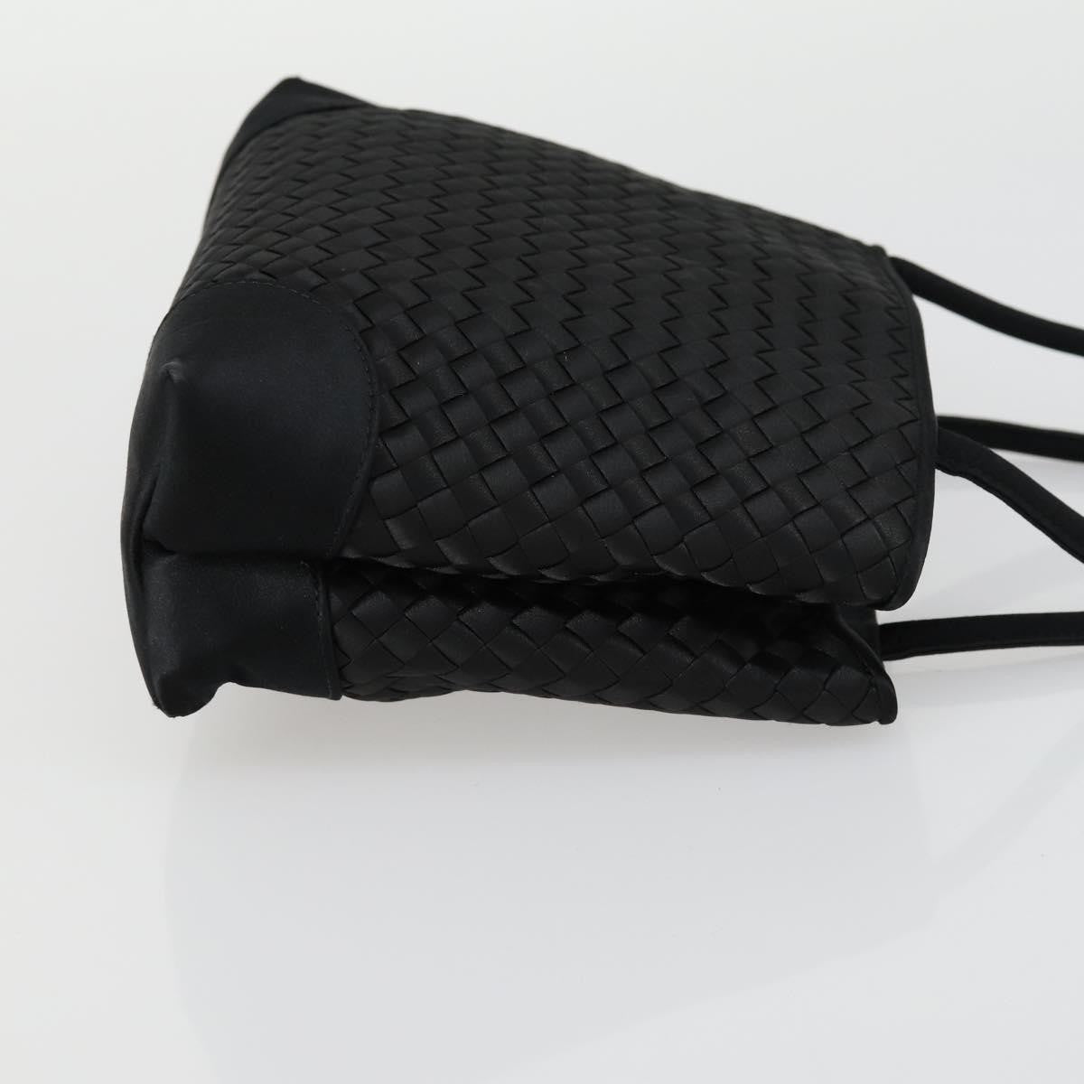 Bottega Veneta Intrecciato Handbag Satin Black Satin Handbag (Authentic  )