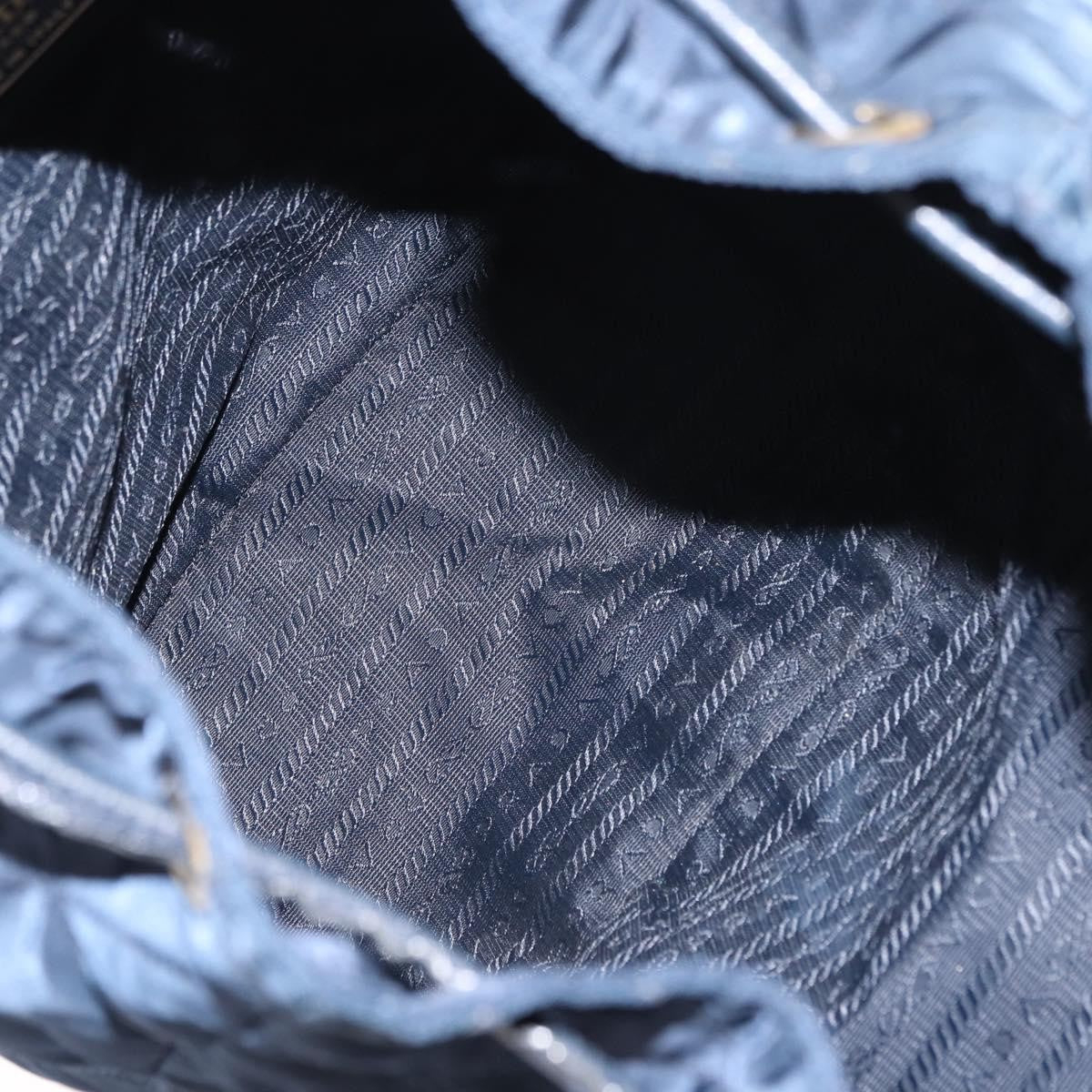 Prada Buckle Backpack Quilted Tessuto Navy Nylon Backpack Bag (Authentic  )