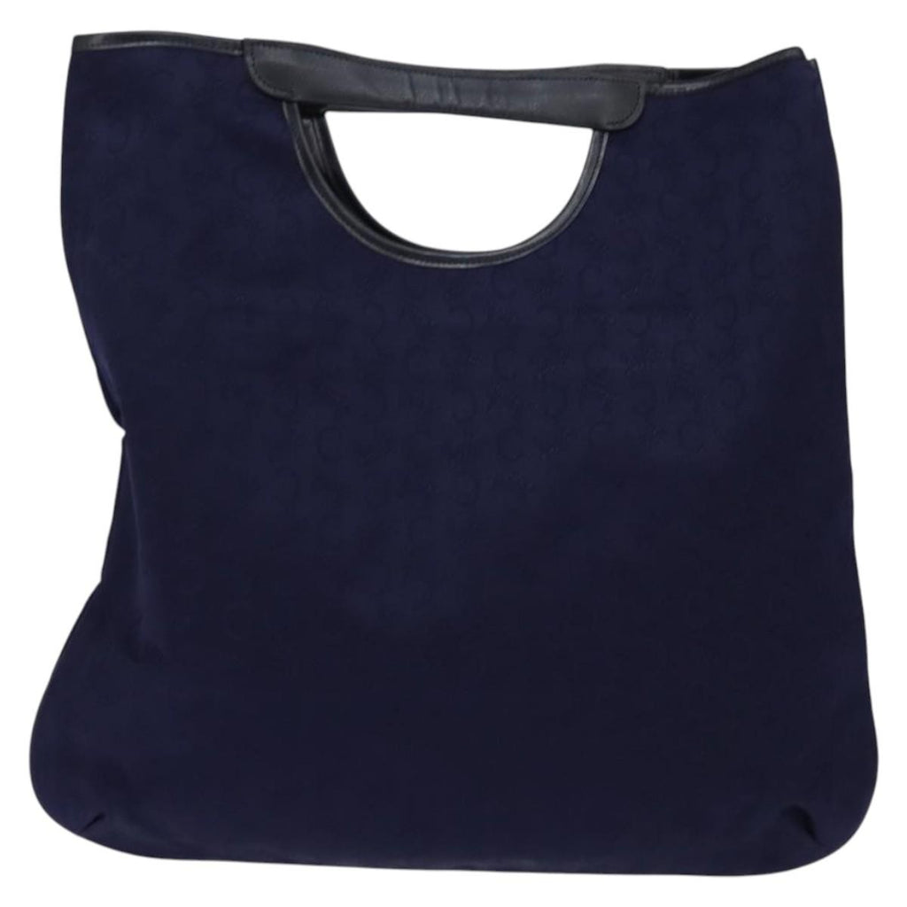 Celine C Sulky Handbag Canvas Navy Canvas Handbag (Authentic  )