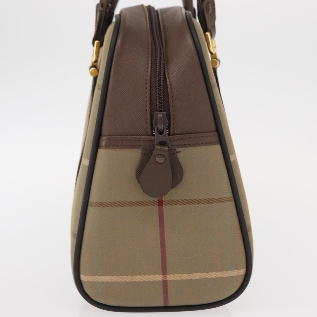 Burberry Nova Check Boston Bag Canvas Beige Canvas Handbag (Authentic  )