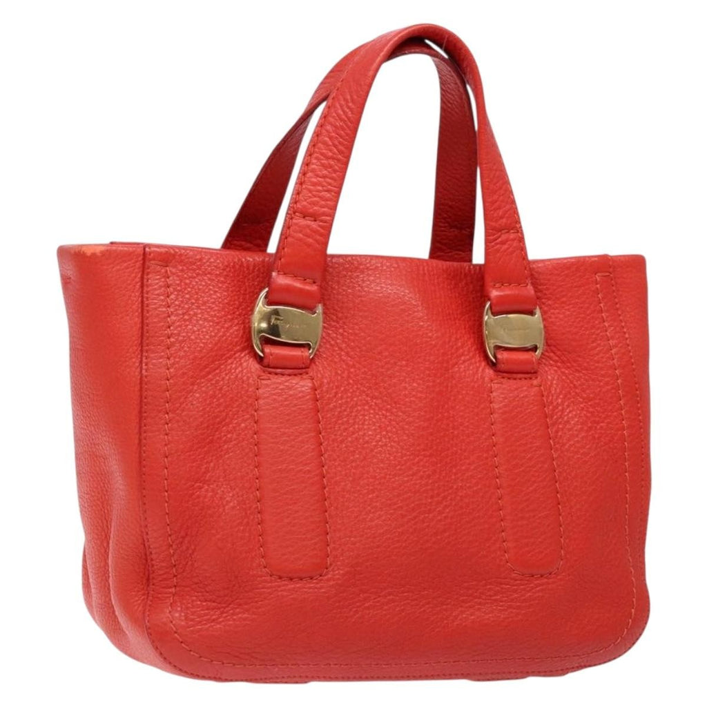 Salvatore Ferragamo Vala Handbag Leather Red Leather Bag (Authentic  )