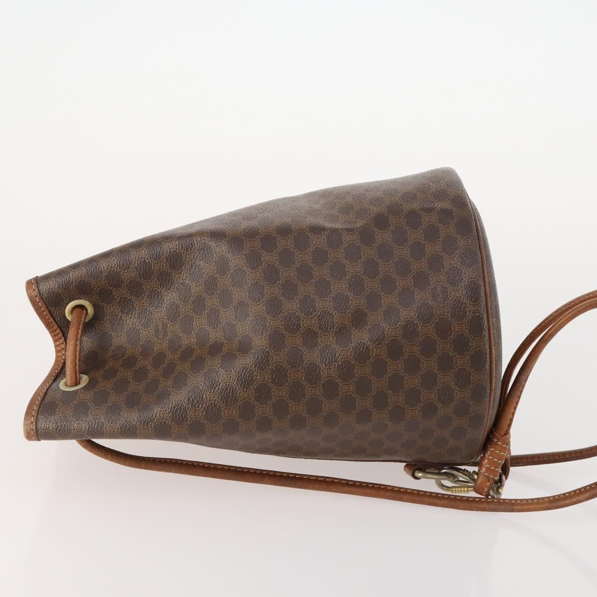 Celine Vintage Macadam Backpack Canvas And Leather Brown Canvas Backpack Bag ( )