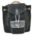 Gucci Vintage Bamboo Backpack Suede Black Suede Backpack Bag (Authentic  )