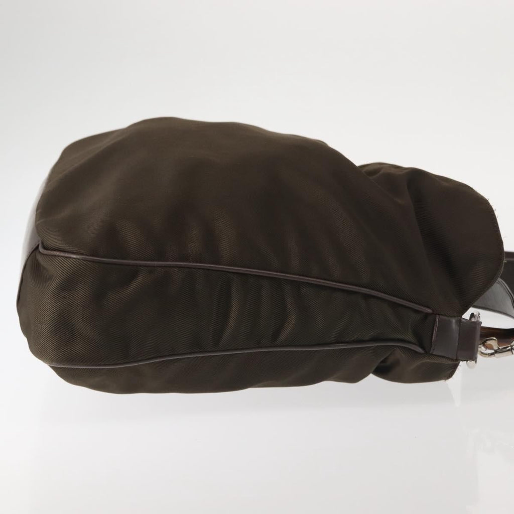 Gucci Vintage Bamboo Handle Bag Nylon Khaki Nylon Handbag ( )