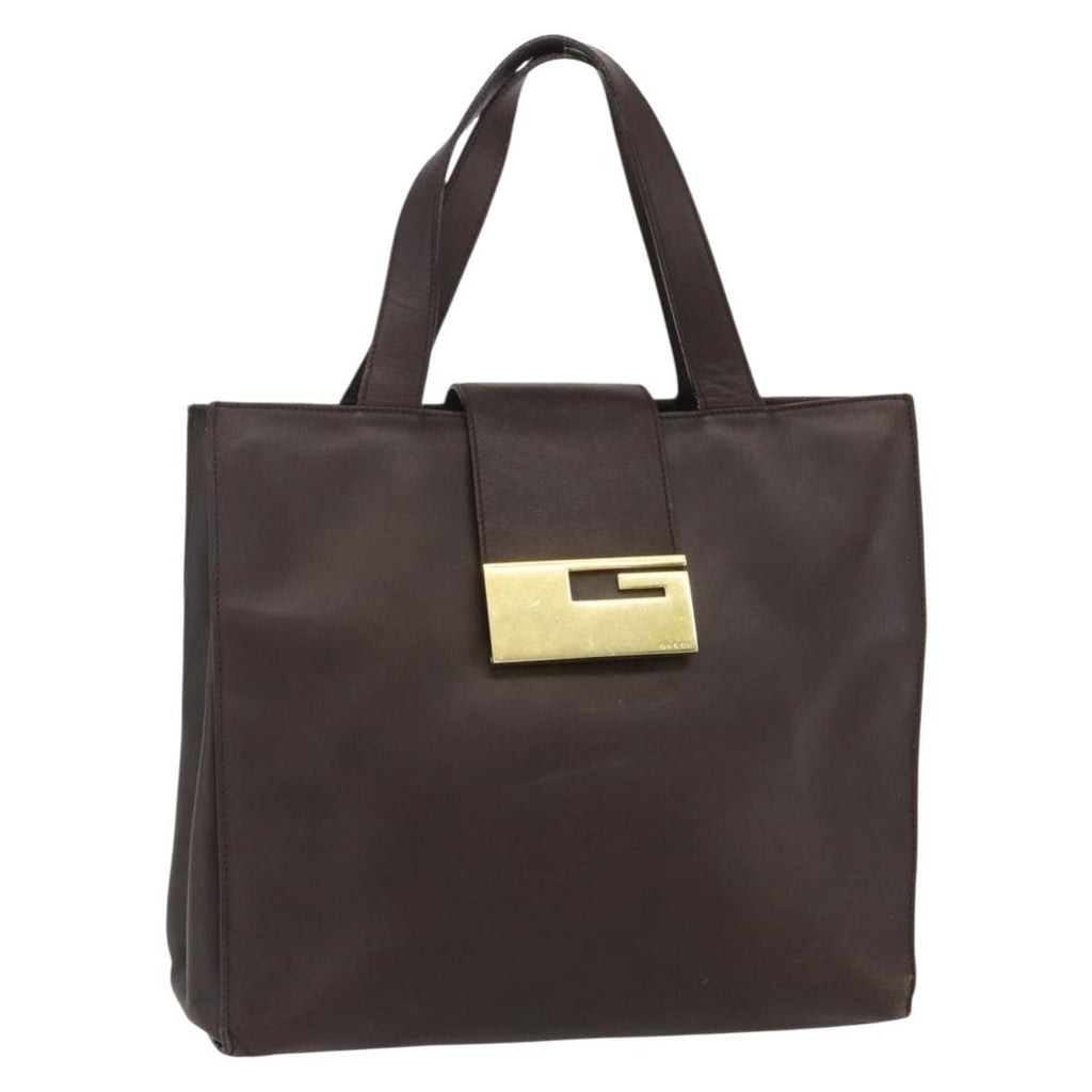 Gucci Vintage Handbag Leather Brown Leather Handbag (Authentic  )